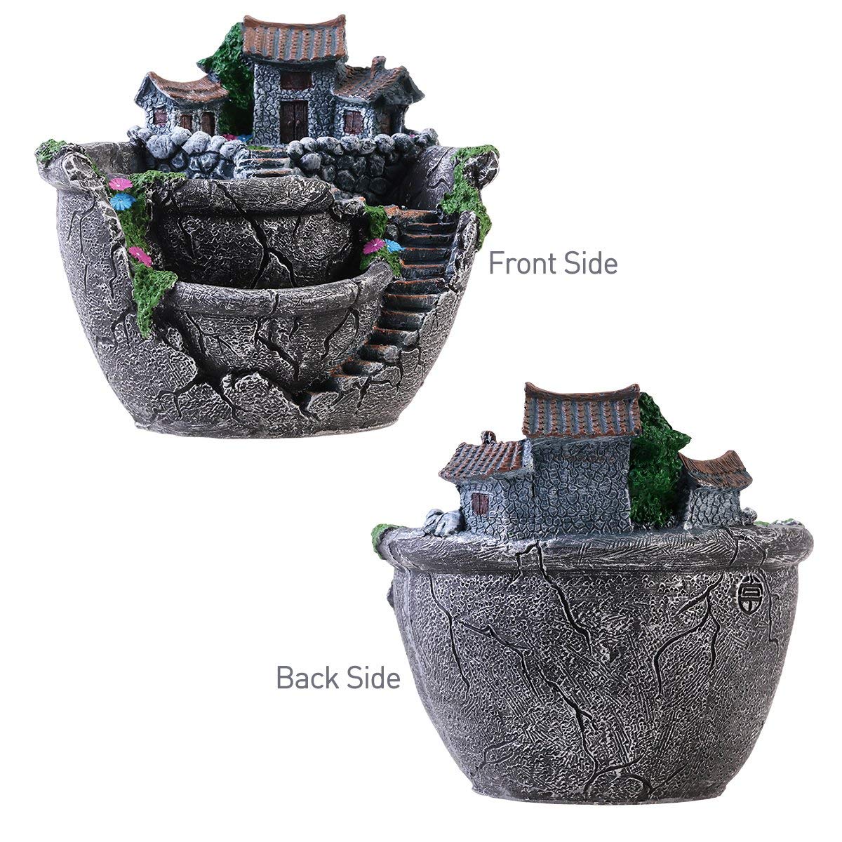 wdcfxy Creative Fairy Garden Flower Pot, Plant Pot, Succulent Plant Flower Pot Rack - Hanging Design Suitable for Home, Office, and Garden Decoration (Silvery)