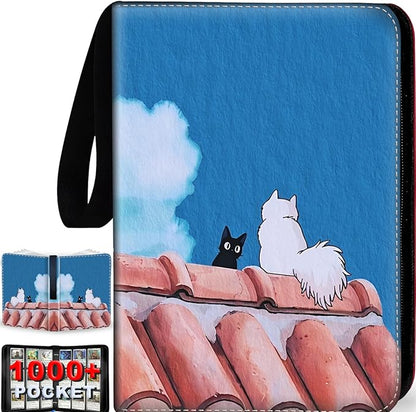 1008 Cute Card Binder 9 Pocket, 3-Ring Trading Card Binder with 56 Page Removable Sleeves, High Storage Waterproof Trading Card Holder Collection Card Album Organizer Case for TCG Cards - Cat