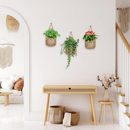 Foxtell 6 Pack Macrame Plant Hangers, 9.4” x 5.1” Cotton Wall Hanging Plant Baskets, Boho Woven Hanging Storage Flower Baskets for Indoor Outdoor Plants, Herbs & Home Decor