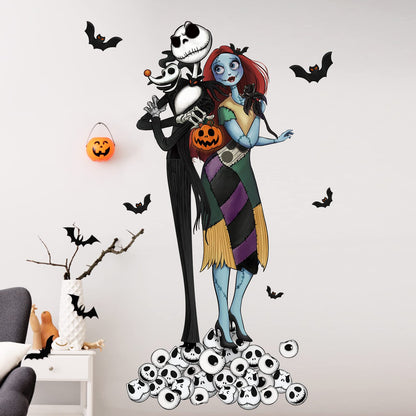 Mfault Halloween Nigh.tmare BEF.ore Christmas Wall Decals Stickers, Skull Bat Spooky Decorations Bedroom Art, Holiday Party Supplies Living Room Home Kitchen Decor