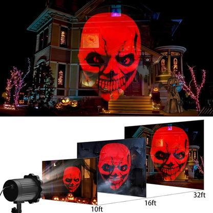 Halloween Decorations Outdoor Indoor - 3D Dynamic Red Halloween Projector Lights,Waterproof Holiday Light for Window,Ground