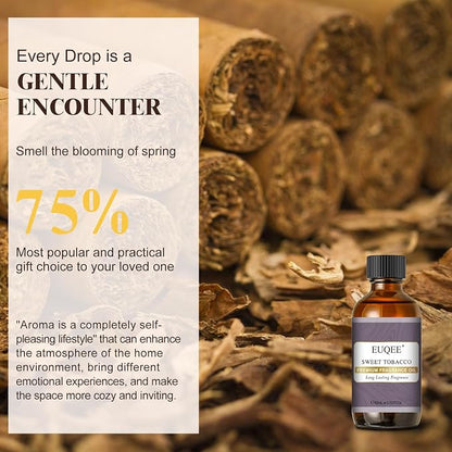 EUQEE Sweet Tobacco Fragrance Oil 2.02 Fl oz Fragrance Essential Oil with Glass Dropper for Diffuser, Aromatherapy, Soap Making (60ml)