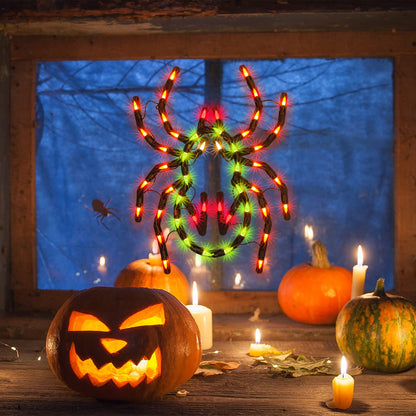 JUSTPRO 12.8" Lighted Spider Halloween Window Silhouette Decoration,Halloween Lighted Window Decoration,Hanging Light Up Holiday Ornament(Spider Light)