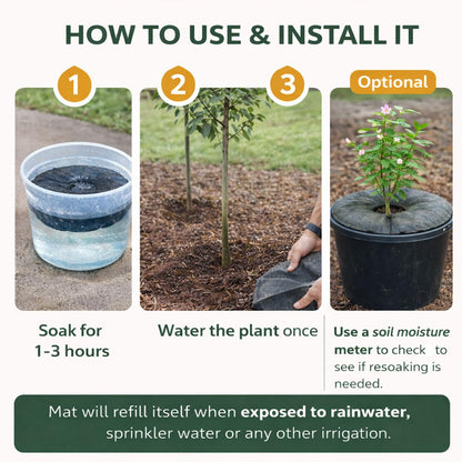 SteadySpring® 24" Smart 30+Day Tree Watering Mat - AUTO Refills with RAIN and Slow Releases As Plant Needs - for Root Balls 11" - 15" Dia Slow Release Technology Prevents Over and Under Watering (2)