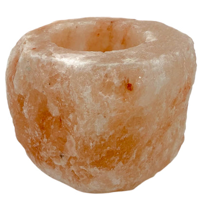 Natural Himalayan Salt Candle Holder, Pink Crystal Tealight Votive, Hand Carved, 3 x 3 x 2.5 Inches, 1-2 Pounds