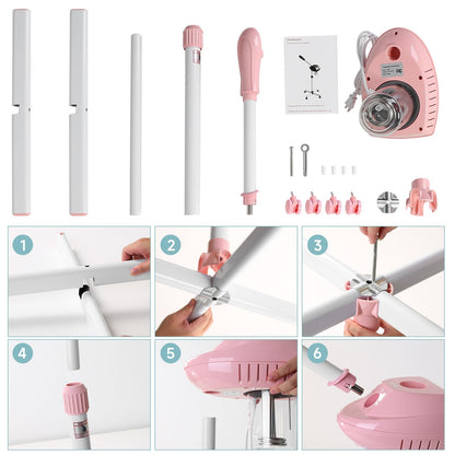 Professional Facial Steamer, 2In1 Face Steamer on Wheels for Facial Deep Cleaning, SPA Facial Steamer for Esthetician with 5X Magnifying Lamp, Stand Face Steamer with Time Setting, Pink