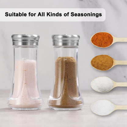 Glass Salt and Pepper Shakers Set by Neodaco, 4 OZ Salt Shaker with Stainless Steel Lid, Modern Kitchen Decor for Home, Restaurant