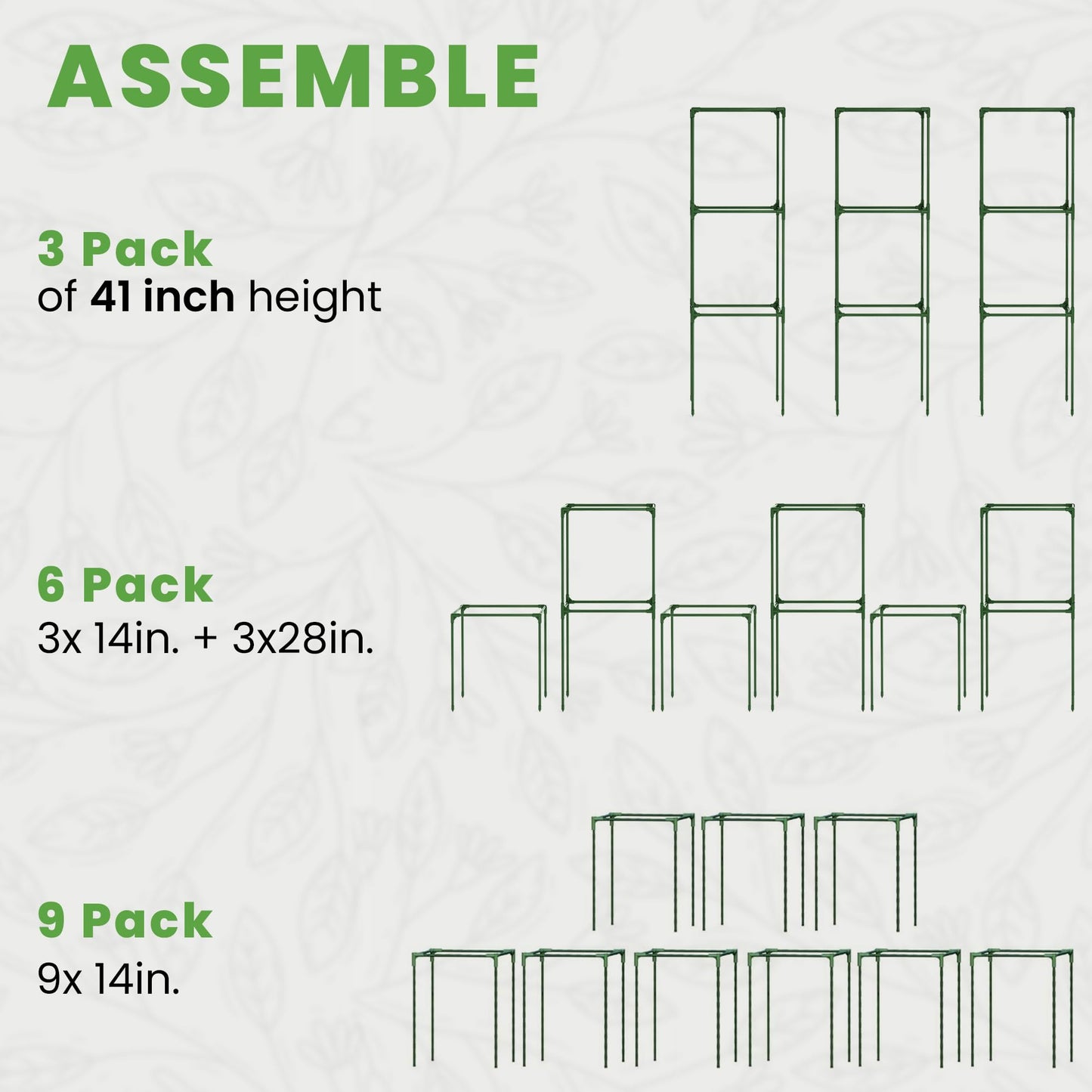 Tomato Cage Square - Large Trellis Stakes and Plant Support Structures for Vegetables and Climbing Plants - Tall Tomato Cages for Garden, Pots, Raised Garden Bed Outdoor Supplies