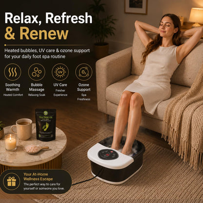 ACCOPURO Foot Spa Bath Massager with Heat, UV Ozone & Oxygen Bubbles, Shiatsu Rollers Epsom Salt Temperature Control, Relieves Stress and Feet Pain - Home Pedicure Soaking Tub Gift for Women/Men