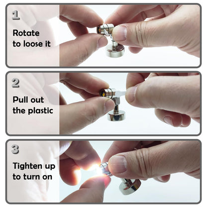 Suzeyar Metal Miniature LED Light,Tiny Spot Lights with Magnet Base,Battery Operated LED Lights,Wireless Miniature Spot Light for Artwork Painting,Jewelry Showcase,DIY Hand Craft (Cool White)