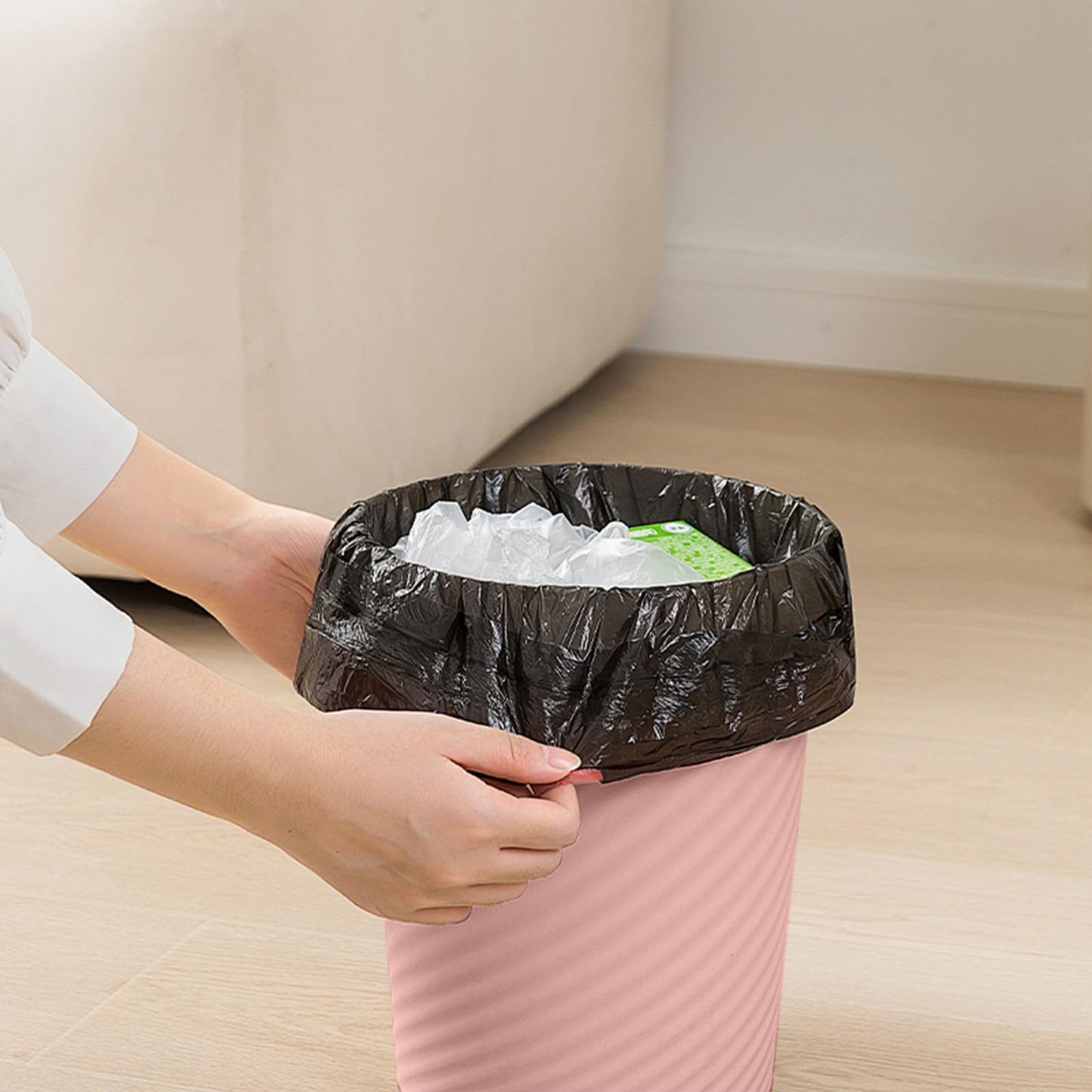 YIDUOZHH Small Trash Can - Plastic Waste basketbin for Office,Home,Bathroom,Kitchen - 1.8 Gallon - Pink