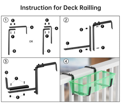 Y&M 6 PCS Adjustable Window Box Brackets for Planter Box, Heavy Duty Wall Mounted Hooks Hangers for Flower Baskets Holder Durable, Hanging Brackets for Fence Patio Garden Balcony