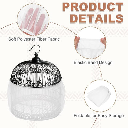 Bird Cage Seed Catcher, Bird Cage Net Cover Seeds Guard, Universal Birdcage Accessories, White, Circumference 59.1"-78.7", Height 13.8" for Parrot Cockatiel Enclosures