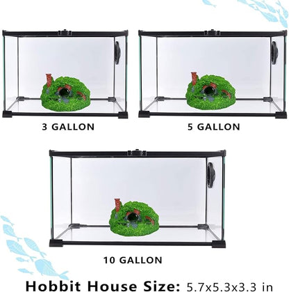 Tfwadmx Fish Tank Hobbit Decorations,Resin Small Fish Cave Hideout House,Aquarium Decor Hide Hole Shelter Castle Ornaments Mini Garden Decorating Accessories