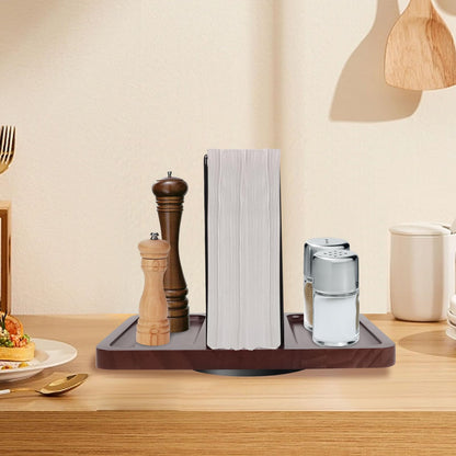 2 in 1 Napkin Holder for Table, Rotating Metal Napkin Dispenser with Salt and Pepper Shakers Caddy Standing Paper Towel Holder for Kitchen Dinner Table and Picnic Decors,Not Including Shakers