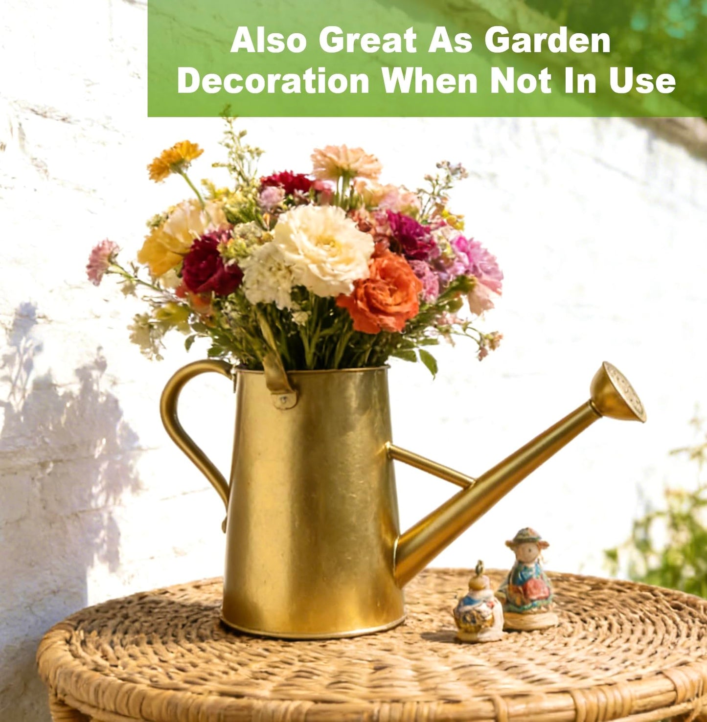 Watering Can for Outdoor&Indoor Plants，1.5 Gallon（5.7L） Metal Watering Can with with Removable Spout，Large Galvanized Steel Garden Flower Water Can Watering Pot with 2 Handles，Gold