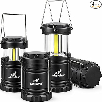 MalloMe LED Camping Lantern, Battery Powered Lanterns for Power Outages, Portable Hanging Collapsible Camping Lights for Outdoor, Home, Emergency, Hurricane Lamp Survival Outage Light 3 x AAA Operated