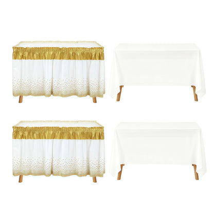 Qitvorax Disposable Table Skirts for Party, Plastic Rectangle Tables 6ft