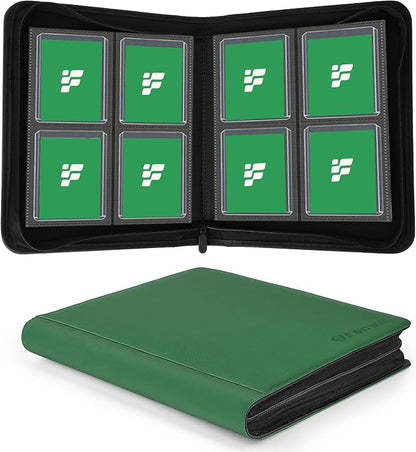 Top Loader Binder, Holds 112 Cards in 3"x4" Toploaders, Trading Card Binder 4 Pocket for TCG, MTG, YGO, Game Cards, Sports Cards(Green)