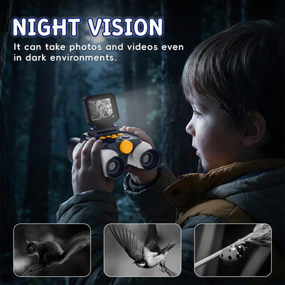 Ahalfcit Binoculars for Kids with Night Vision, 2.4" HD Screen & 10X Zoom for Photo and Video - Outdoor Adventure Binoculars Bird Watching, Camping, Hiking, Gifts for Kids Ages 4+ (White)