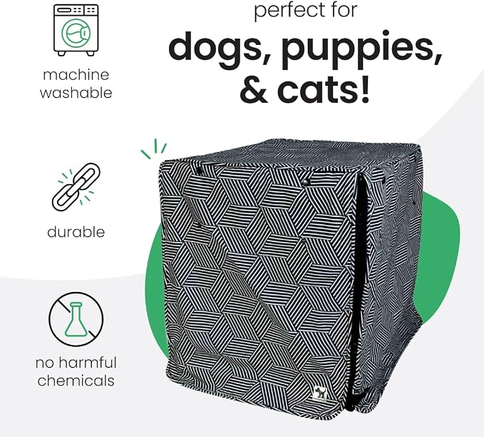 Molly Mutt Rough Gem Dog Crate Cover, 100% Cotton Canvas Cover with 2 Roll-Up Panels, Ideal for Dog or Cat Crate, Durable, Washable, and Free of Harmful Chemicals, 24" x 18" x 21"