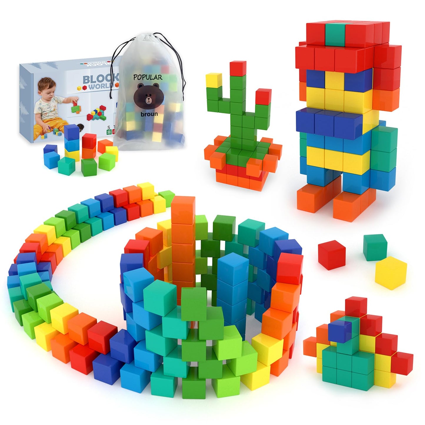 BananMelonBM 100 PCS Magnetic Building Blocks, for Toddlers Age 3-5, for Kids Ages 4-8,Magnetic Cubes, Preschool Educational Sensory Magnet Toys for Boys and Girls