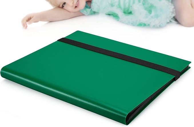 【2026】Trading Card Binder 9 Pocket, Premium Sports Collection Binder Game Cards Book with Sleeves Side Loading, Anti-open Strap Double Sided Waterproof 360 Card Folder