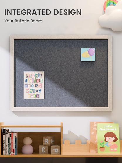 Fluxynara Foldable Cork Board Alternative, Felt Bulletin Board 23.6" x 17.5" Oatmeal Frame with 12 Adhesive Tabs, Pin Board for Home Office, Classroom, Entryway, Kitchen Wall Decor—Navy Blue