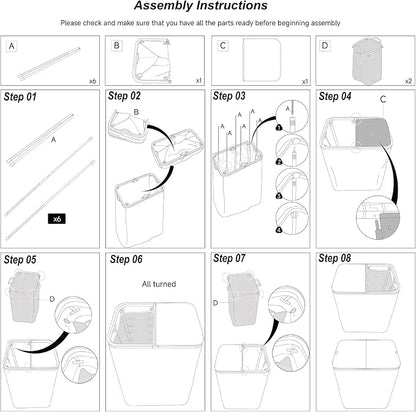 DOKEHOM 160L Extra Large Laundry Hamper with Lid, 2-Section Double Laundry Basket with Removable Mesh Liner Bags, Collapsible Clothes Sorter for Family, Bedroom, Laundry Room, Black