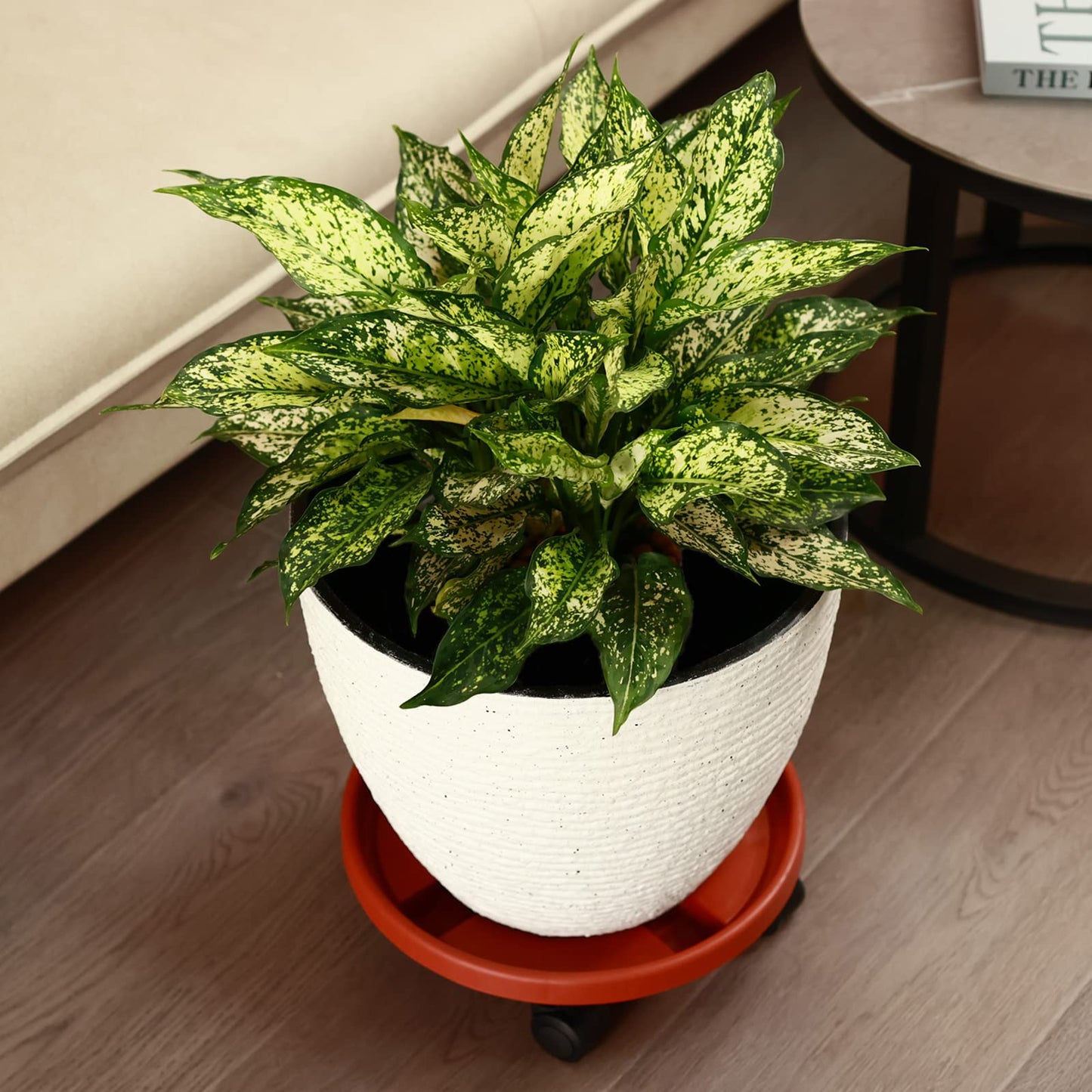 3 Pakcs Large Plant Caddy with Wheels 15.8" Rolling Plant Stands Heavy-duty Plastic Plant Roller Base Pot Movers Plant Saucer on Wheels Indoor Outdoor Plant Dolly with Casters Planter Tray Red