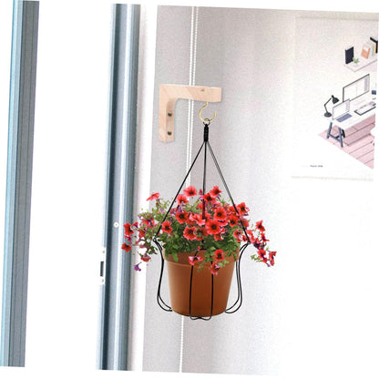 Yardenfun 2pcs Wooden Plant Hangers Heavy-Duty Wall Mount Hooks for Indoor and Outdoor Hanging Planters, Ceiling and Wall Brackets for Flowerpots, Natural Wood Finish