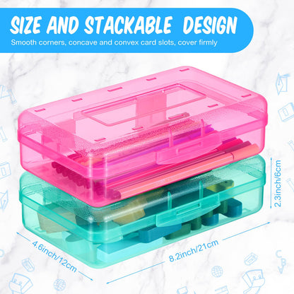 Fainne 24 Pack Pencil Boxes for School Clear Plastic Pencil Case Large Plastic Crayon Box Bulk Stackable Classroom Stationery Organizer School Supplies(Multicolor)