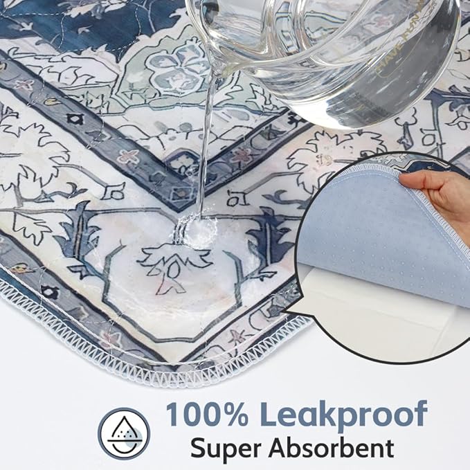 Washable Pee Pads for Dogs, 2 Pack Reusable Puppy Training Pads 72"x72" Super Absorbent Waterproof Dog Training Pads, Non-Slip Potty Pads, Whelping Pads Litter Mat Navy & Ecru