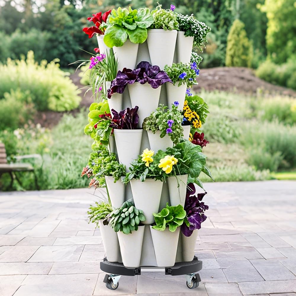 W B D WEIBIDA Plant Stand with Wheels Heavy Duty, Adjustable 15 to 21 Inch Pot Roller Base, Rolling Planter Caddy for Large Flower Pots, 440 Lbs Capacity Round Dolly Cart for Indoor/Outdoor Use