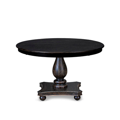 Luxe by East West Furniture FE2-11-TP - Mid Century Dining Table with Acacia Wood Round Tabletop, Sand Blasted Black Finish