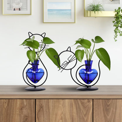 Plant Terrarium Plants Propagation Station Cat Lover Gifts for Women Home Office Decor Cat Desk Accessories