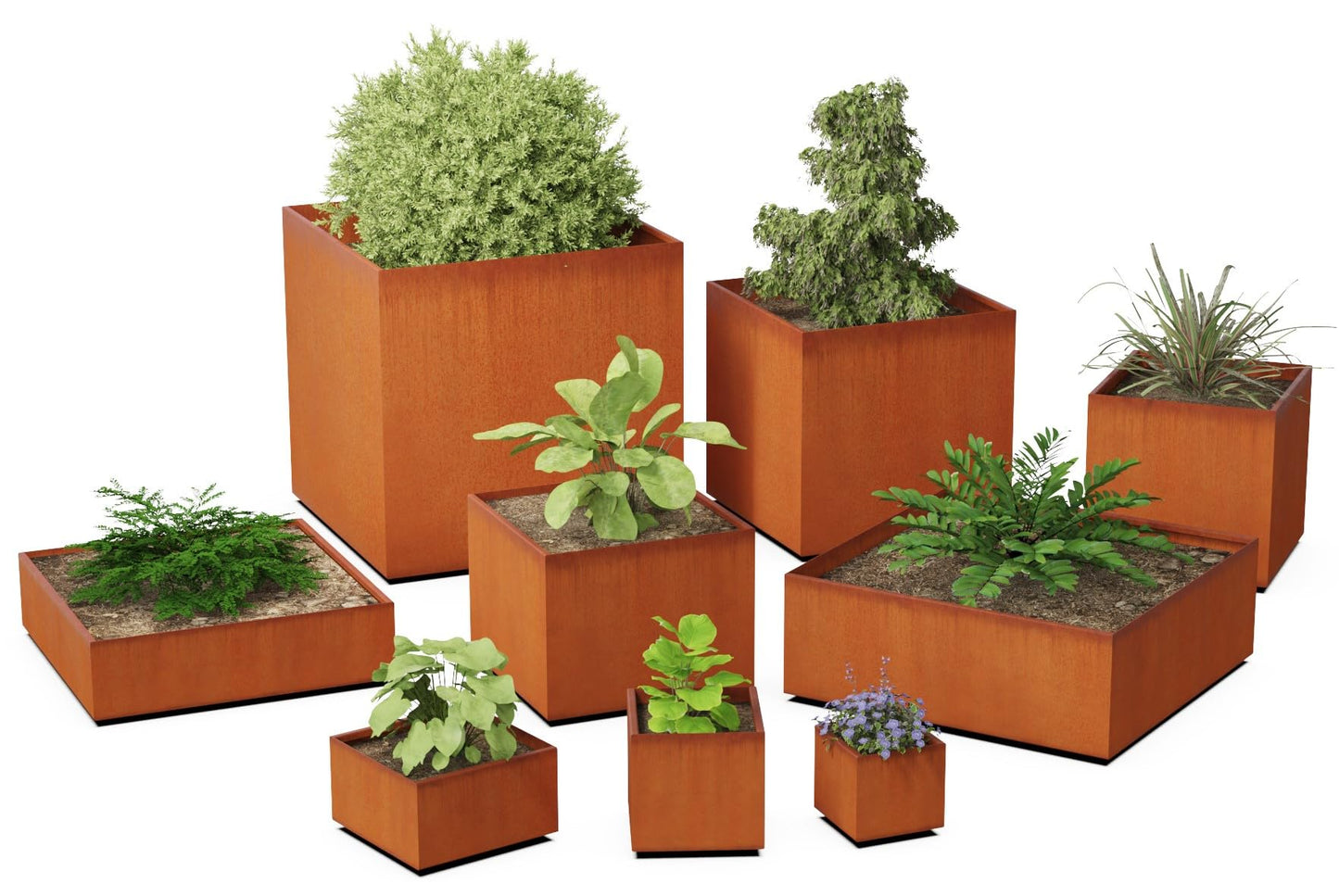 24-Inch Corten Steel Square Planter – Large Outdoor Metal Garden Box | 18" High, Heavy Duty Rustic Design | Made in USA