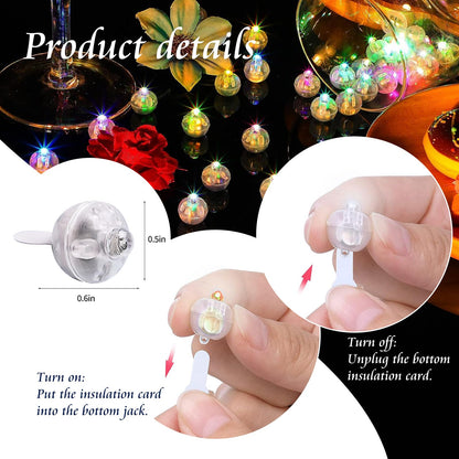 chzk 200pcs Balloon Lights Cool White & Rainbow Mini LED Lights Round Long Standby Time Ball Lamps for Easter Birthday Party Christmas Halloween Decoration