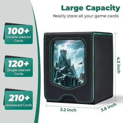 Fabmaker Deck Box Compatible with MTG Commander, (patent Pending) Magnetic Trading Card Storage Box with Comman-der, Fits 100 Double-Sleeved Cards, Card Box Compatible with Magic the Gathering, Purple