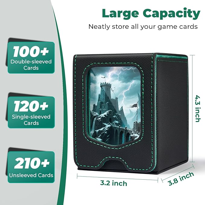Fabmaker 4 Pack Deck Box Compatible with MTG Commander, (patent Pending) Magnetic Trading Card Storage Box with Commander, Fits 100 Double-Sleeved Cards, Card Box Compatible with Magic the Gathering