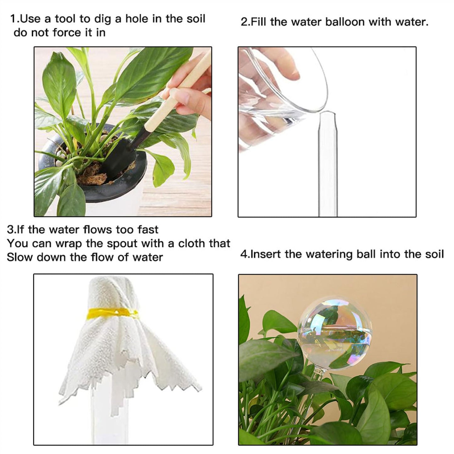 Vividaire Glass Plant Watering Globes, Water Plants While Away Slow Self Watering Planter Insert Bulbs for Outdoor Indoor Plants, Vacation Plant Watering System Devices (Iridescent Medium 2-Pack)