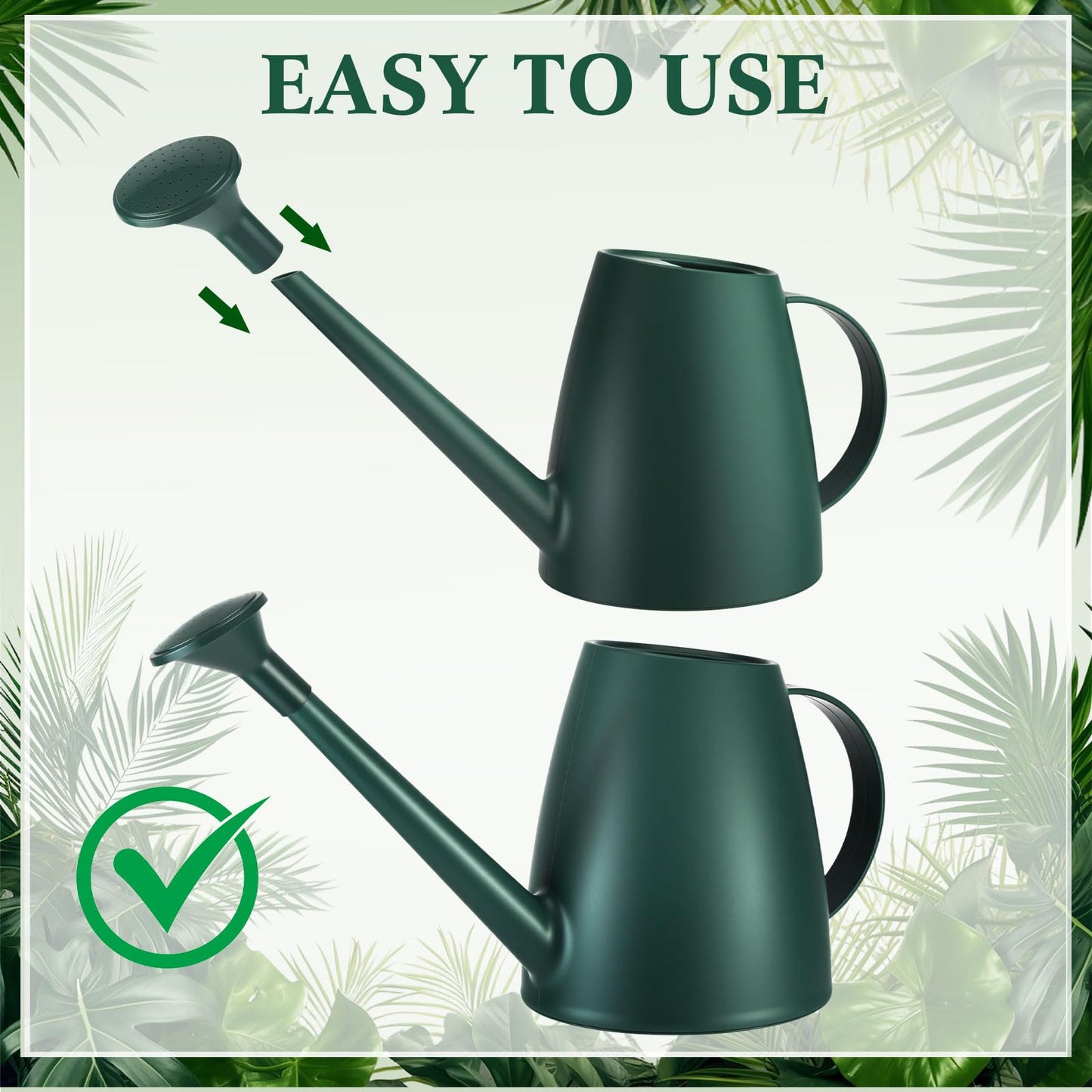 Reallnaive 6 Pcs Indoor Watering Can Set 1/2 Gallon Can 6.8 oz Spray Bottle 17 oz Squeeze Bottle Plant Watering Globes Soil Moisture Meter Small Spraying Set for Indoor Outdoor Plants (Dark Green)