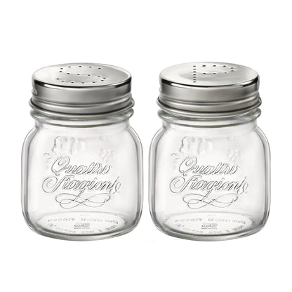 Bormioli Rocco 357760CBD021990 Quattro Stagioni Jar with Salt & Pepper Stainless Lid - Sleeve of 2, 5 oz, Clear