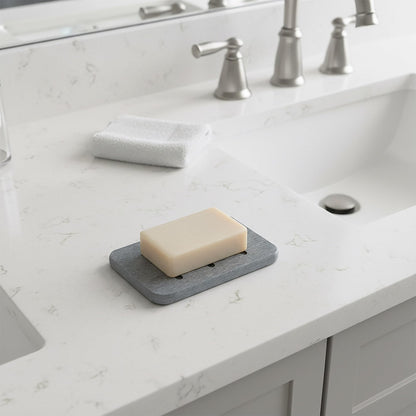 Linkidea 2 Pack Diatomite Soap Dish, Fast Drying Soap Saver, Eco-Friendly Bathroom Accessory, Compact Self-Dry Soap Container (Grey)