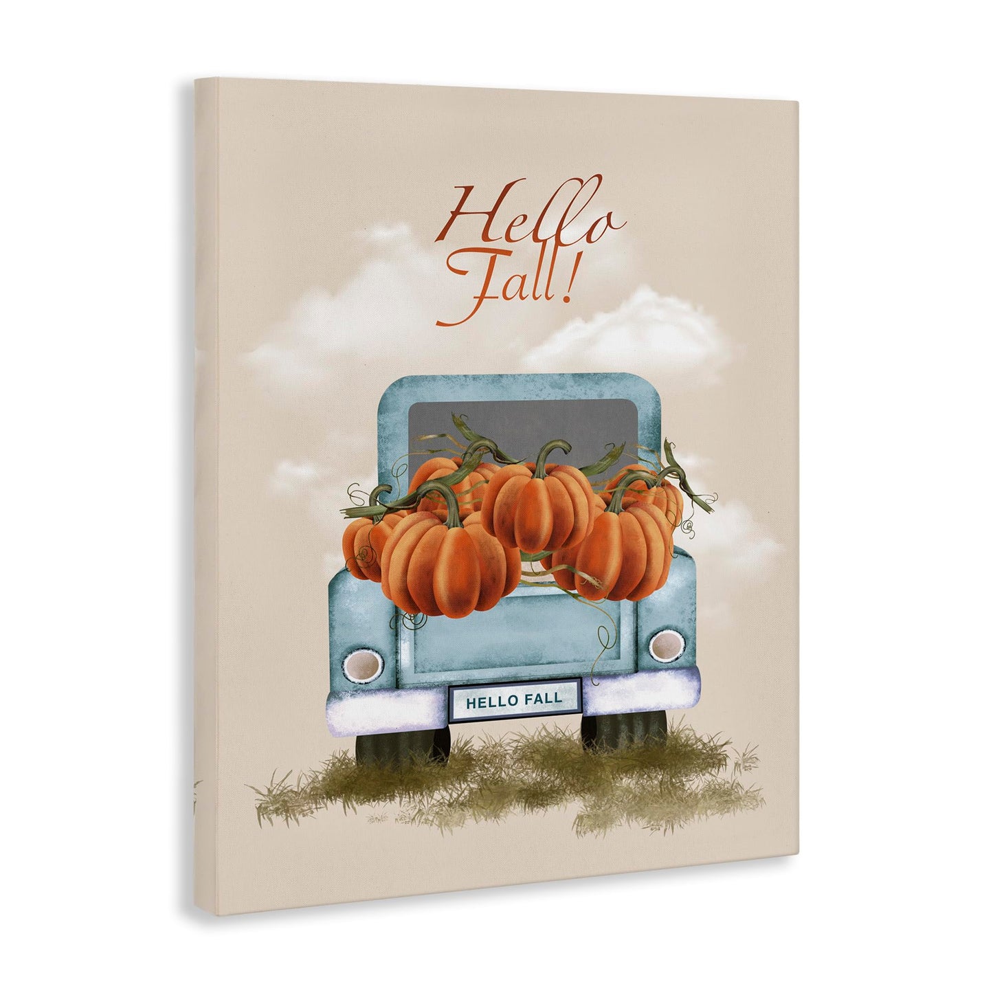 Stupell Industries 'Hello Fall Seasonal Autumn Pumpkins', Canvas Art, 30 x 40 Inches, Easy to Hang and Sturdy, Made in USA, by Andrea Jasid Grassi