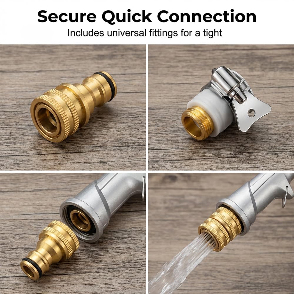 2026 Upgrade High Pressure Hose Nozzle, Turn Any Hose into a High Pressure Water Cleaning Jet, Multi Function Heavy Duty Garden Hose Nozzle, Spray Nozzles for Cleaning Yard Pets Car (ShortRod)