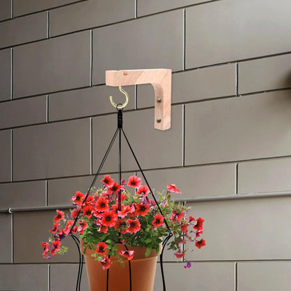 Kichvoe Wooden Plant Hanger Hooks 2pcs Heavy-Duty Wall-Mounted Indoor Plant Hanging Brackets for Flowerpots with Natural Wood Finish Suitable for Patio and Garden