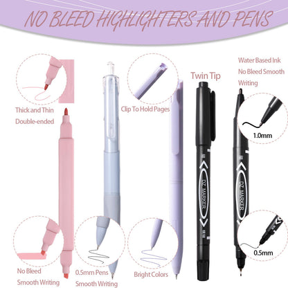 XKDOUS 58 Pcs Bible Study Supplies Journaling Kit for Women, Bible Study Kit Includes Highlighters, Pens, Tabs, Stickers & More for Journaling. Great for Note-Taking, Enhancing Scripture Study