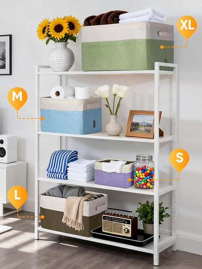 BALEINE 2 Pack Fabric Closet Storage Bins for Shelves, Linen Closet Organizers and Storage, Decorative Baskets for Organizing, Shelf, Clothes, Home, Office (Grey, 14''x10''x8.5'')