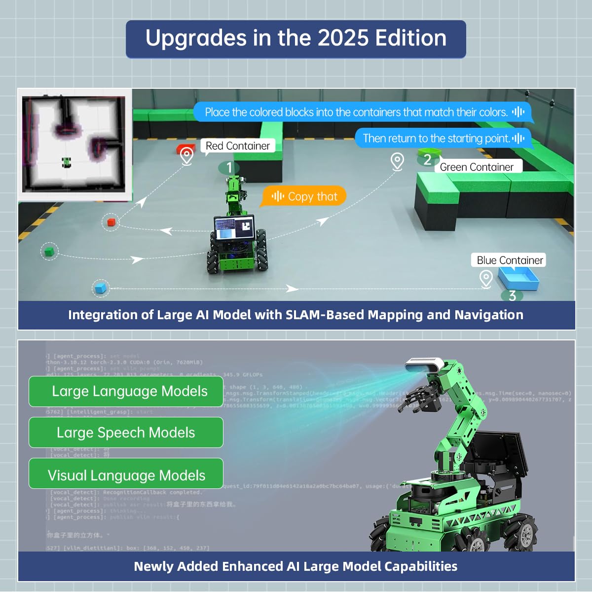 HIWONDER Robot Car with ChatGPT Large AI Model ROS2 ROS1 Education Lidar SLAM Mapping Navigation AI Vision 6DOF Robotic Arm Voice Control Smart Sorting, JetRover Developer Kit & Jetson Nano 4GB